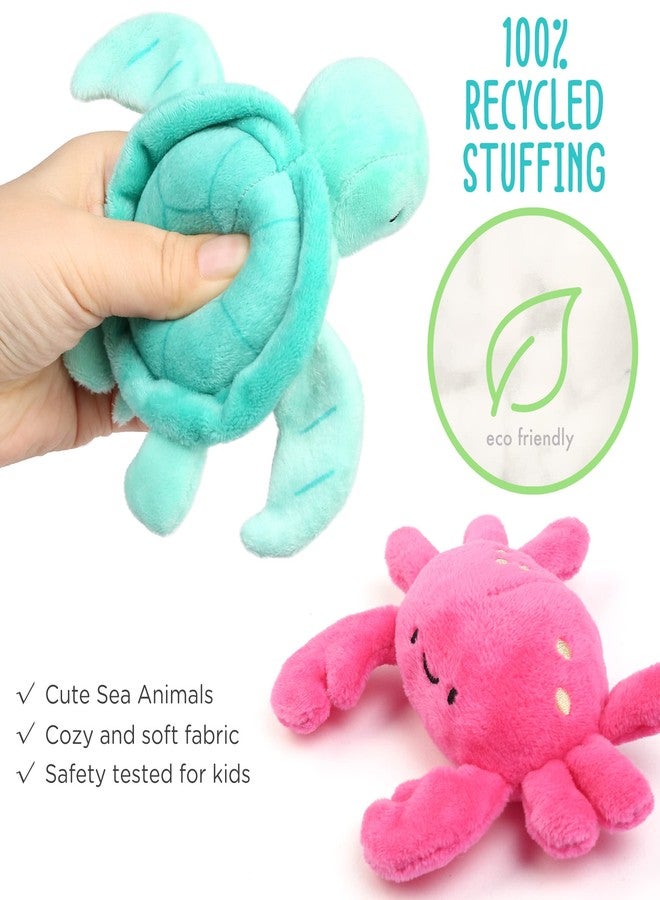 BenBen Ocean Stuffed Animal, 5 Pack Small Sea Creature Plush Toys and Shell Carrying Bag Set, Cute Plushies for Baby Kids, Sea Turtle, Octopus, Mermaid, Seahorse, Crab, Baby Shower, Stocking Stuffers - Image 3